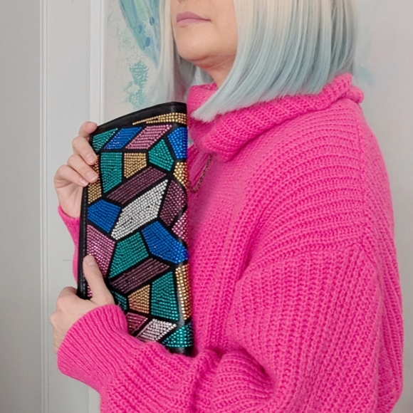 Rhinestone silver chain purse - Picture 1 of 14